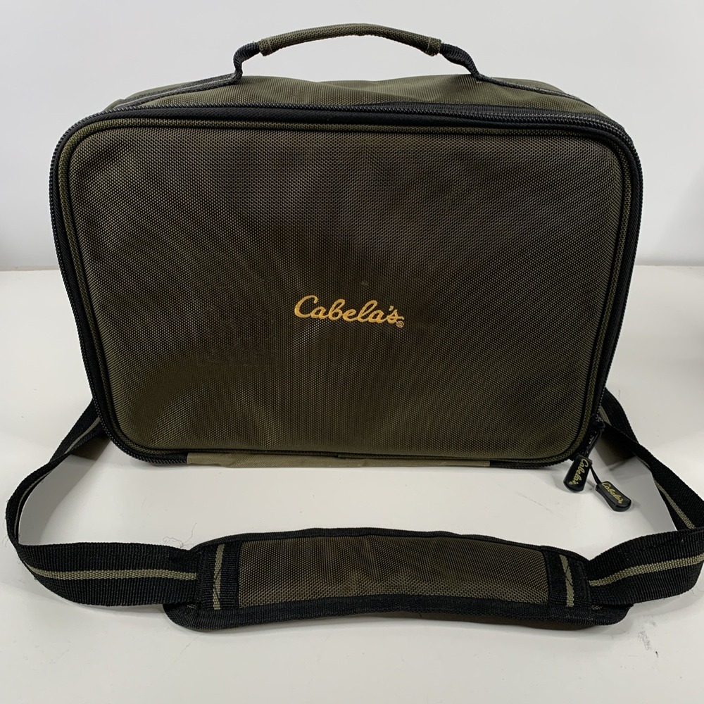 Cabela's Hard Sides Case Shooting Fishing Bag With Shoulder Strap Green